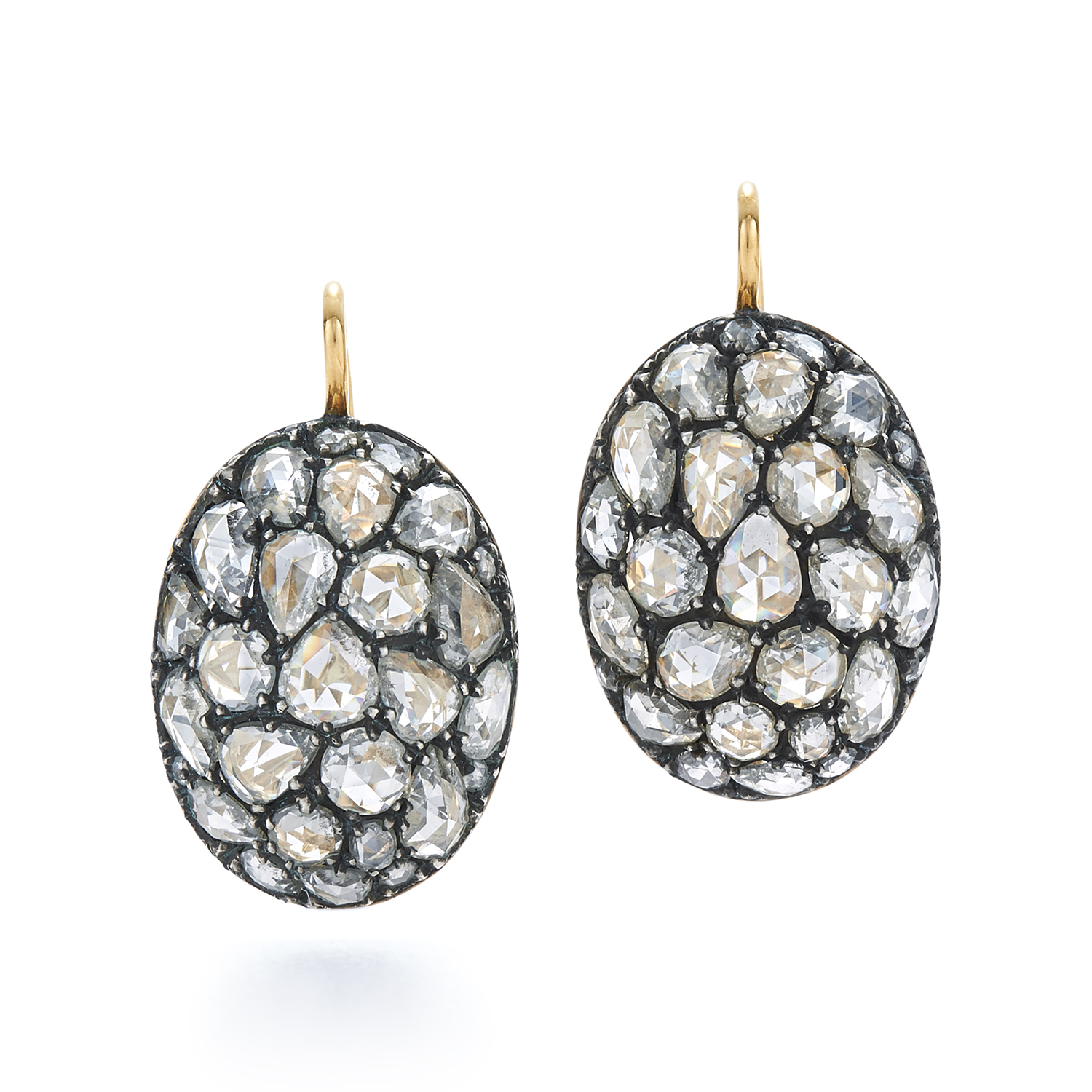 Signed Fred Leighton Pavé Rose Cut Diamond Drop Earrings Placeholder